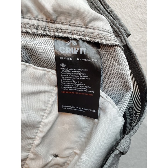 Crivit Running Shorts Mens‎ Size 32 Gray Polyester Slash Pockets Flat Front Logo - Picture 8 of 8